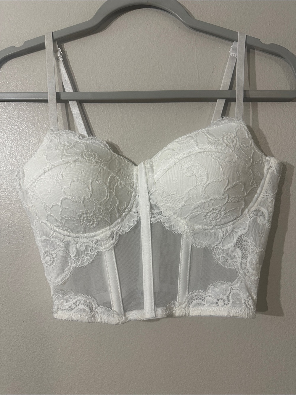 SAY WHAT? White corset top Longline Bustier Bra - Sz S
